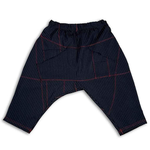 Post Luxury Pinstripe Drop Short with Red Stitch shorts GhostCircus Apparel 