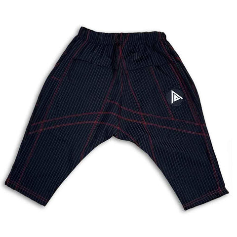 Post Luxury Pinstripe Drop Short with Red Stitch shorts GhostCircus Apparel