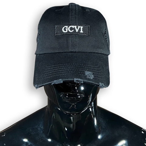 GC6 Black Distressed Cap Caps GhostCircus Apparel 