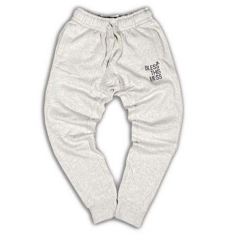 Mess USA - Bless This Mess Heather Cream Joggers Joggers GhostCircus Apparel