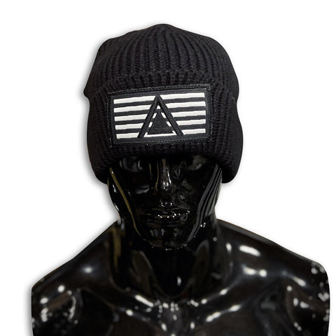 GC 2020 White Stripes Beanie beanie GhostCircus Apparel black + black / white patch