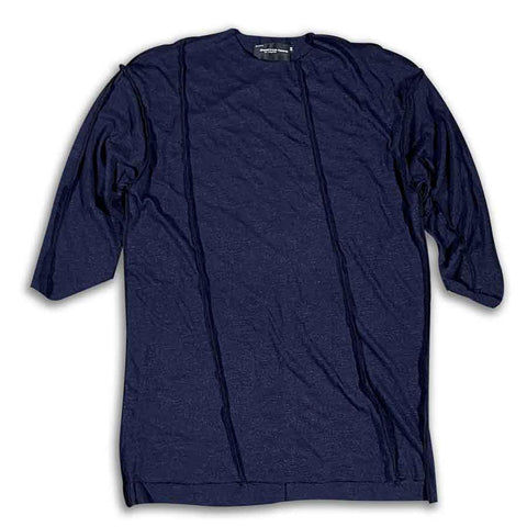 Deep Navy Heather Post Apocalyptic Raw Edge 3Q Sleeve Unisex Tee Scoop T-shirt GhostCircus Apparel
