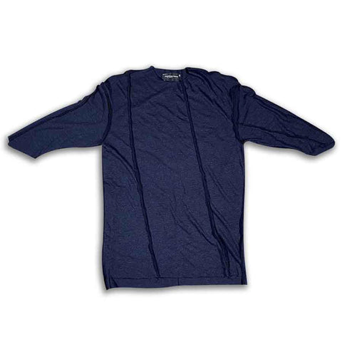 Deep Navy Heather Post Apocalyptic Raw Edge 3Q Sleeve Unisex Tee Scoop T-shirt GhostCircus Apparel