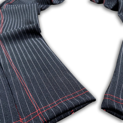 Post Luxury Joggers Pinstripe with Red Stitch Joggers GhostCircus Apparel