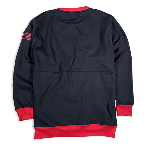 GC6 Black with Red Premium Longline Lifestyle Crew Neck Sweatshirt - Out Now! Crew Neck GhostCircus Apparel 