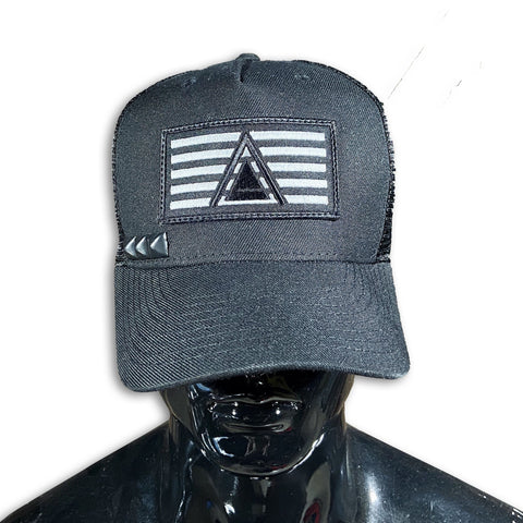 Black Trucker + 5 Year Patch and Stud Caps GhostCircus Apparel 