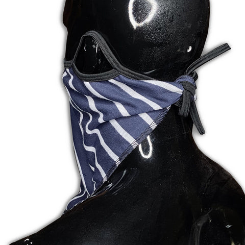 Blue Stripe Outlaw 2.0 Bandana with Ear Loops Nose Wire and Filter Pocket Bandana GhostCircus Apparel