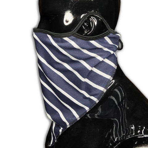 Blue Stripe Outlaw 2.0 Bandana with Ear Loops Nose Wire and Filter Pocket Bandana GhostCircus Apparel Blue Stripes