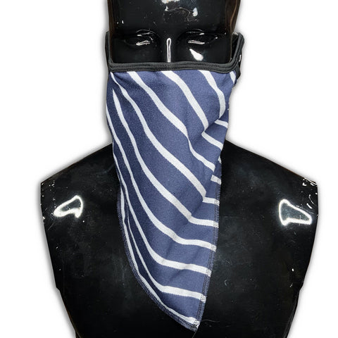 Blue Stripe Outlaw 2.0 Bandana with Ear Loops Nose Wire and Filter Pocket Bandana GhostCircus Apparel