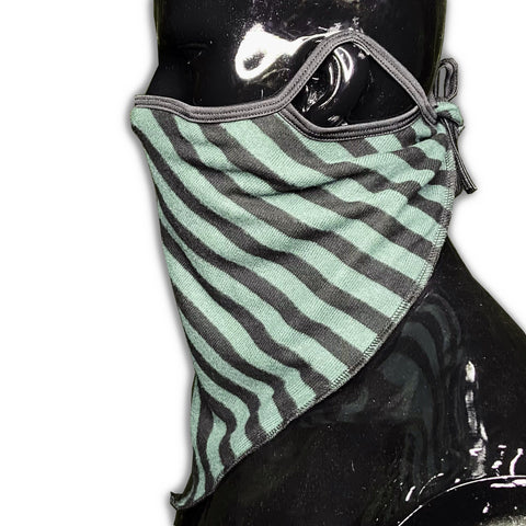 Green Stripe Outlaw 2.0 Bandana with Ear Loops Nose Wire and Filter Pocket Bandana GhostCircus Apparel