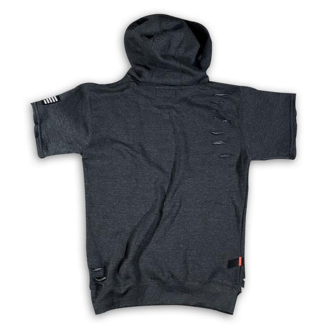 GC 5 Short Sleeve Premium Distressed Charcoal Grey Hoodie (limited edition) Hoodie GhostCircus Apparel 