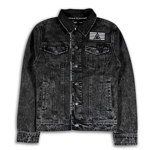 Believe in Yourself Premium Black Mineral Wash Slim Fit Jacket Jacket GhostCircus Apparel 