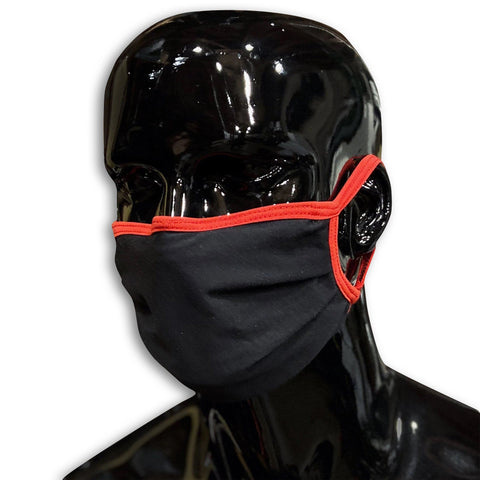 2.0 Black Face Mask with Wire and Red Trim Fashion Cover GhostCircus Apparel Black/ Red Trim 