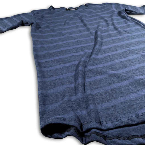 Raw Collar Premium Navy Blue Stripe Scoop Bottom Unisex Tee - Cyber Monday Release! Scoop T-shirt GhostCircus Apparel 