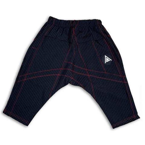 Post Luxury Pinstripe Drop Short with Red Stitch shorts GhostCircus Apparel 