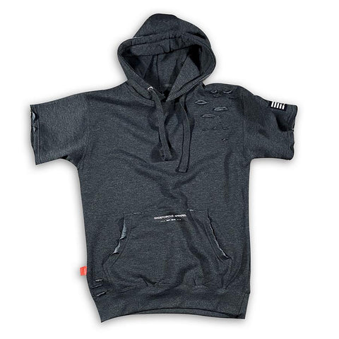 GC 5 Short Sleeve Premium Distressed Charcoal Grey Hoodie (limited edition) Hoodie GhostCircus Apparel 