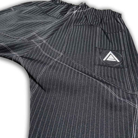 Post Luxury Pinstripe Drop Short with Grey Stitch shorts GhostCircus Apparel 