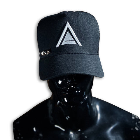 Silver Stud + White 3D Embroidered Snap Back Caps GhostCircus Apparel 