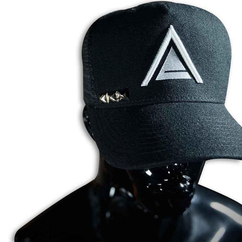 Silver Stud + White 3D Embroidered Snap Back Caps GhostCircus Apparel 