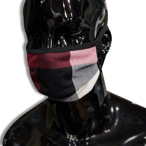 Burgundy Plaid Face Masks | Most Popular Fashion Cover GhostCircus Apparel Burgundy Plaid 