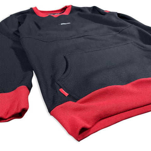 GC6 Black with Red Premium Longline Lifestyle Crew Neck Sweatshirt | New Release Crew Neck GhostCircus Apparel 