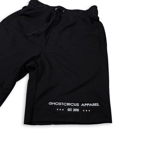 GC Est Black Comfy Short with White Embroidery Bottom GhostCircus Apparel 