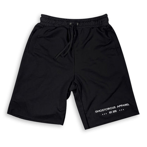 GC Est Black Comfy Short with White Embroidery Bottom GhostCircus Apparel black with white embroidery S 