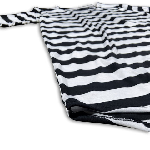 White Stripe Raw Collar Premium Scoop Bottom Unisex Tee Scoop T-shirt GhostCircus Apparel S Stripe 