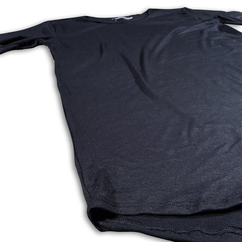 Black Raw Collar Premium Scoop Bottom Unisex Tee Scoop T-shirt GhostCircus Apparel S Black 