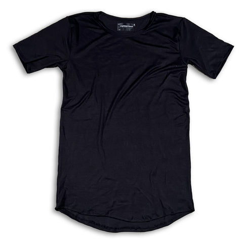 Black Raw Collar Premium Scoop Bottom Unisex Tee Scoop T-shirt GhostCircus Apparel 