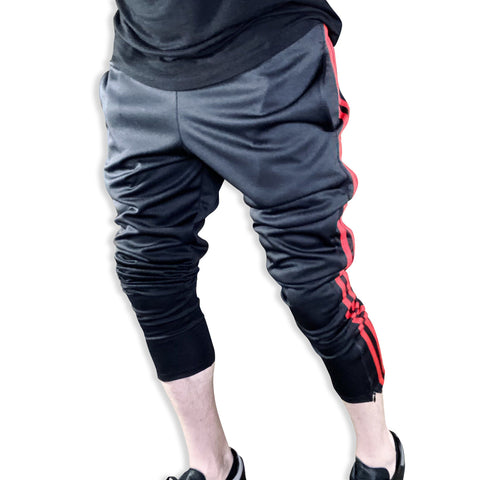 Pro Style Track Joggers with Red Stripes Joggers GhostCircus Apparel 