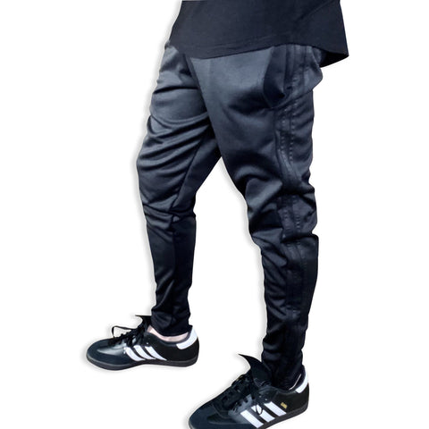 Pro Style Track Joggers with Black Stripes Joggers GhostCircus Apparel Small Black on Black 