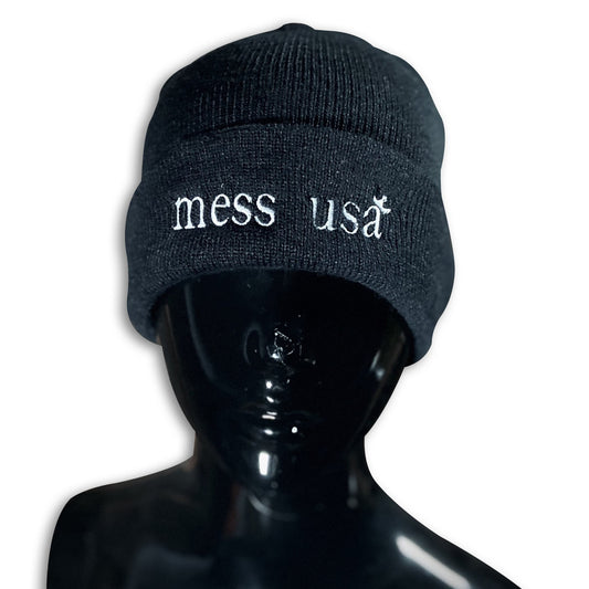 Mess USA - Black Beanie beanie GhostCircus Apparel black mess usa beanie 