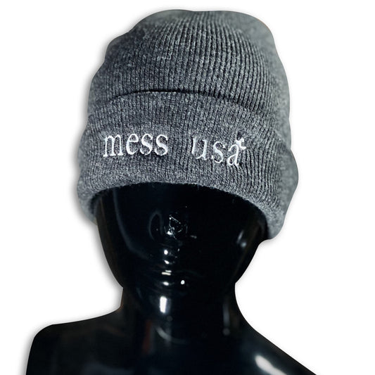 Mess USA - Charcoal Beanie beanie GhostCircus Apparel charcoal grey mess usa beaine 