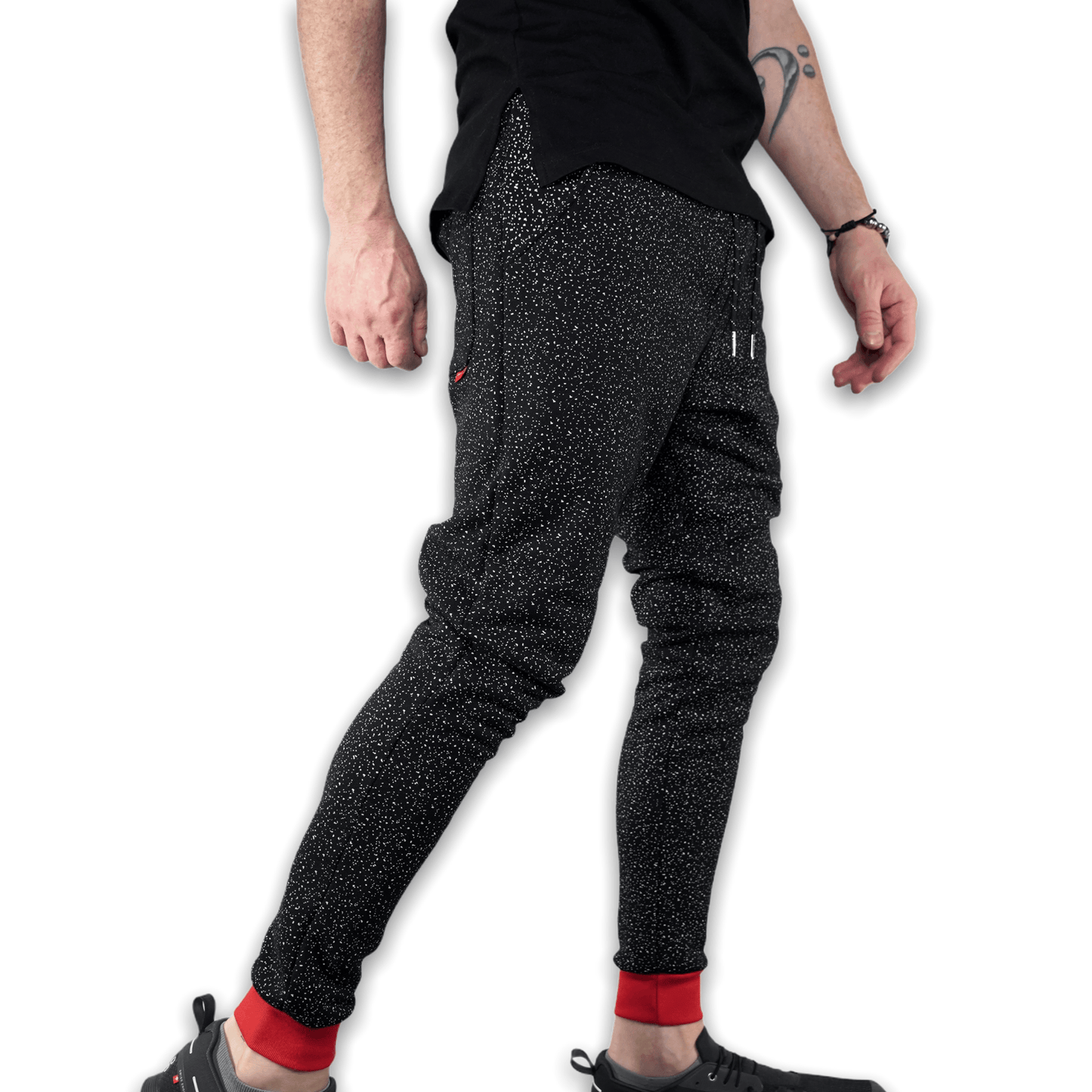 Black and Red Space GC6 Essential Joggers Joggers GhostCircus Apparel 