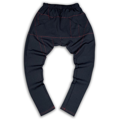 Post Luxury Joggers Pinstripe with Red Stitch Joggers GhostCircus Apparel 