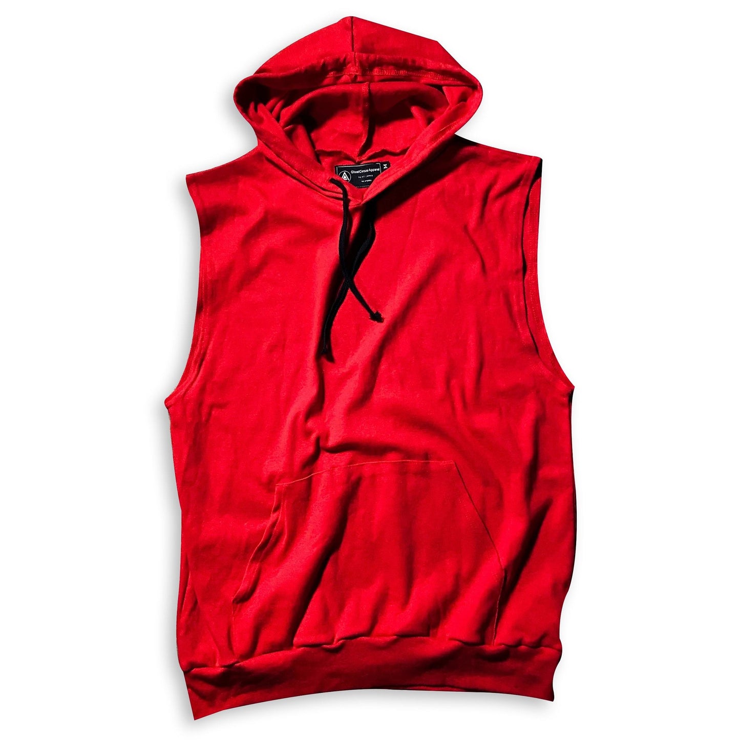 Baby Rib Black and Red Sleeveless Hoodie