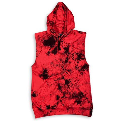 Red + Black Ink Blot Sleeveless Hoodie Hoodie GhostCircus Apparel S red / black ink blot sleeveless hoodie 