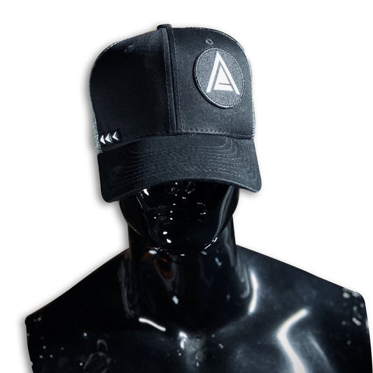 Black + Grey Trucker Stud Cap Caps GhostCircus Apparel 