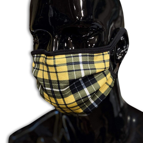 XL 2.0 Yellow Plaid Face Mask with Wire Fashion Cover GhostCircus Apparel Yellow Plaid 