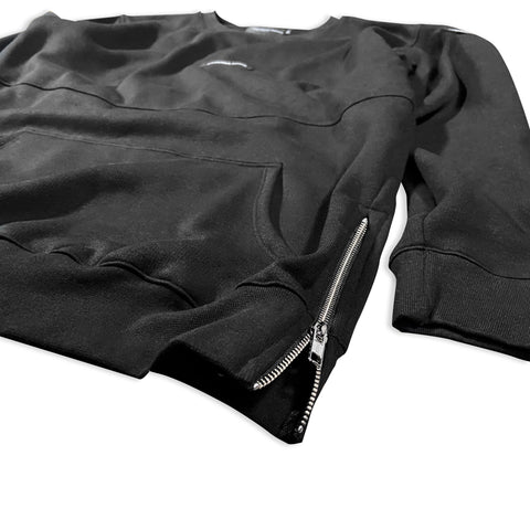 GC6 Black on Black Premium Longline Lifestyle Crew Neck Sweatshirt - Out Now! Crew Neck GhostCircus Apparel 