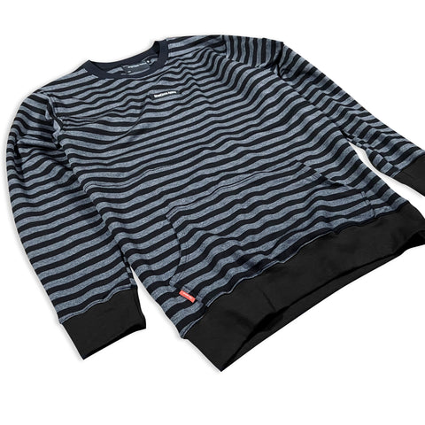 GC6 Black and Grey Stripe Premium Longline Lifestyle Crew Neck Sweatshirt Hoodie GhostCircus Apparel 
