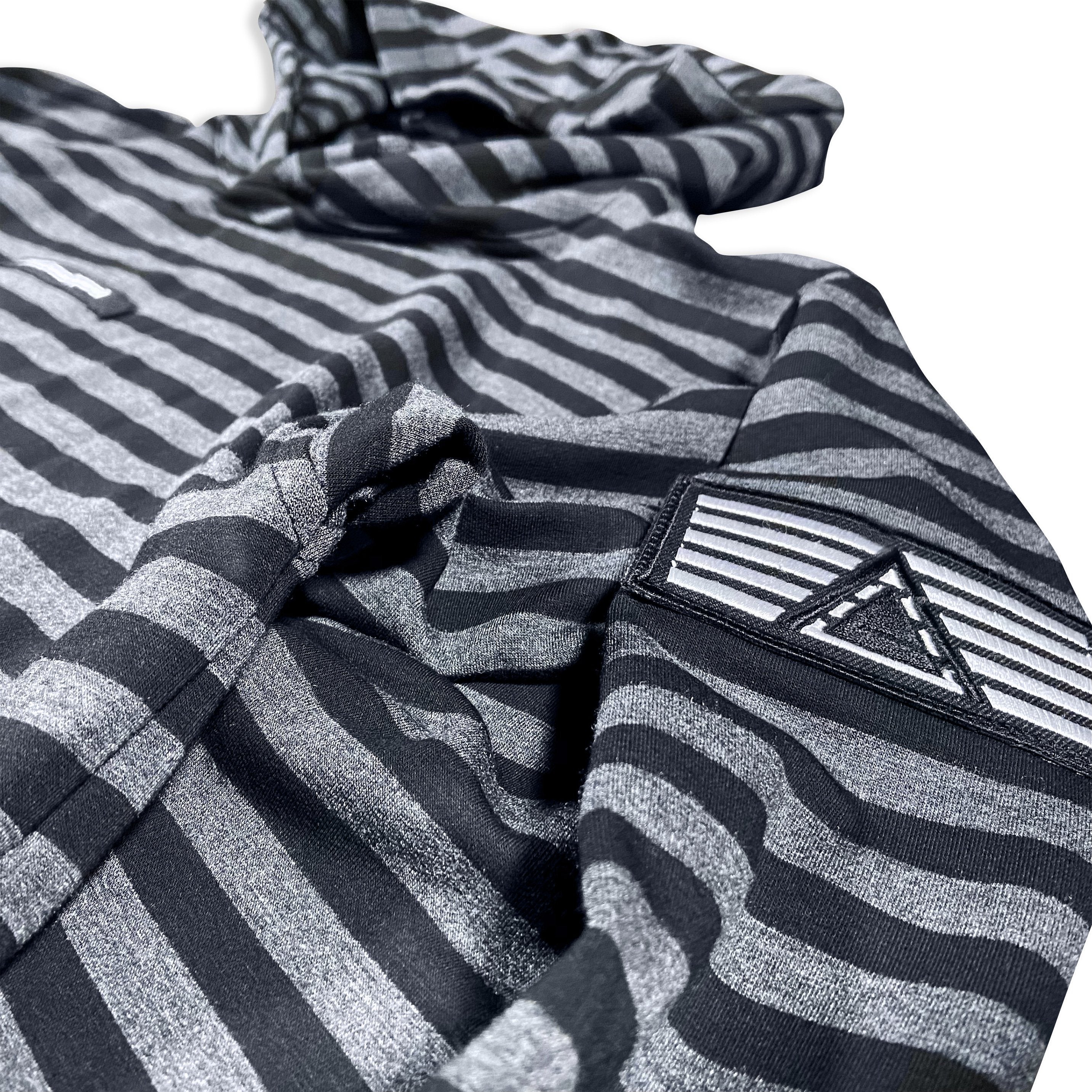 Black and grey striped hoodie hot sale