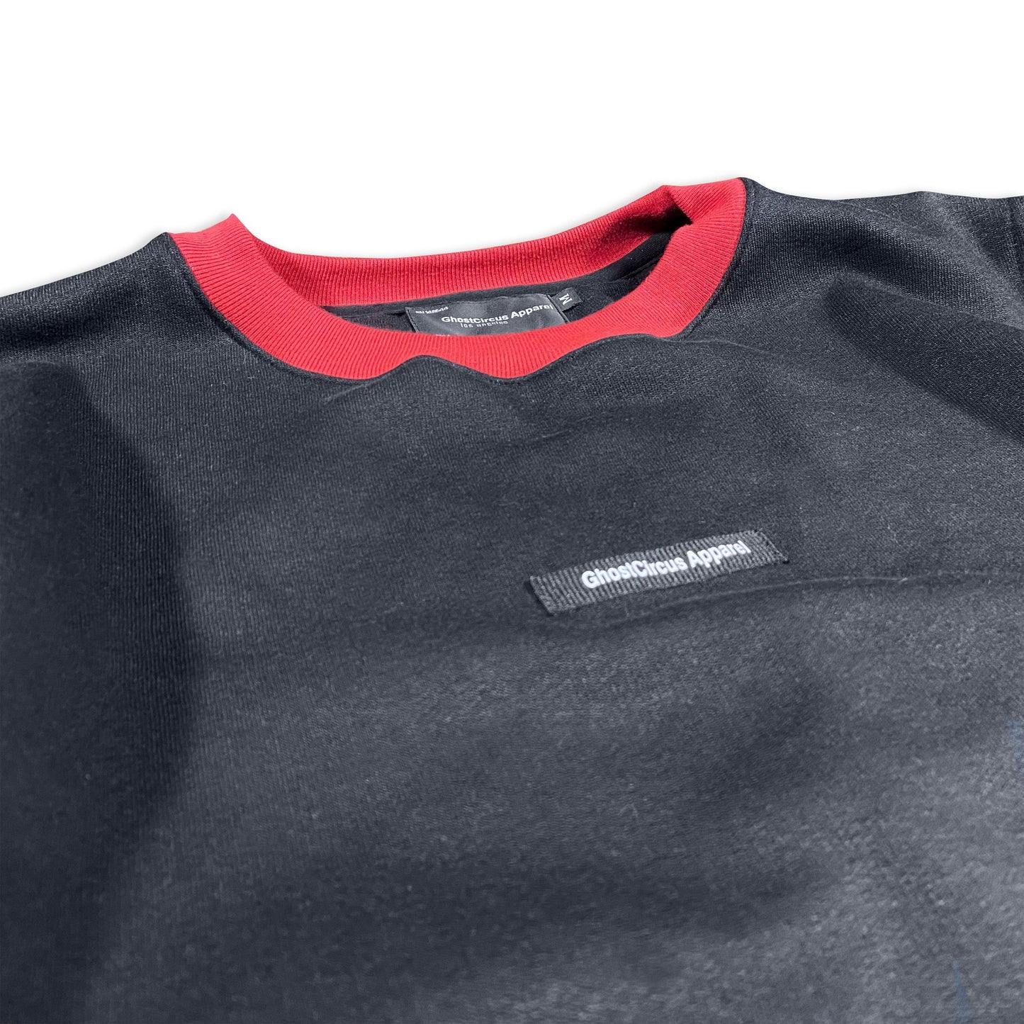 GC6 Black with Red Premium Longline Lifestyle Crew Neck Sweatshirt - Out Now! Crew Neck GhostCircus Apparel 