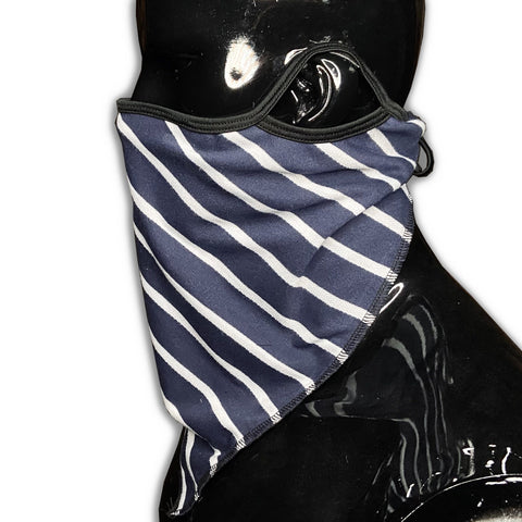 Blue Stripe Outlaw 2.0 Bandana with Ear Loops Nose Wire and Filter Pocket Bandana GhostCircus Apparel Blue Stripes 