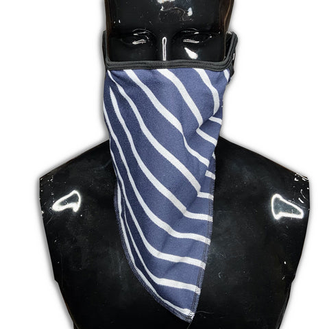 Blue Stripe Outlaw 2.0 Bandana with Ear Loops Nose Wire and Filter Pocket Bandana GhostCircus Apparel 