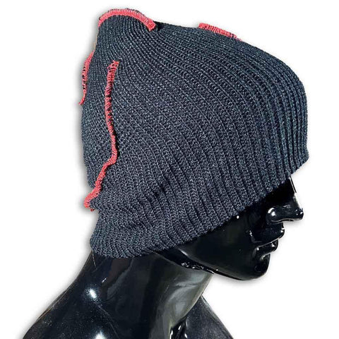 Twisted Black with Red Beanie beanie GhostCircus Apparel 