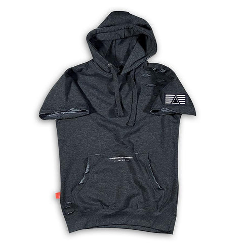 GC 5 Short Sleeve Premium Distressed Charcoal Grey Hoodie (limited edition) Hoodie GhostCircus Apparel 