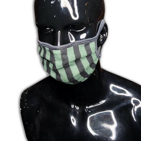 2.0 Stay Warm Green Stripe Face Mask Fashion Cover GhostCircus Apparel Green Stripe 