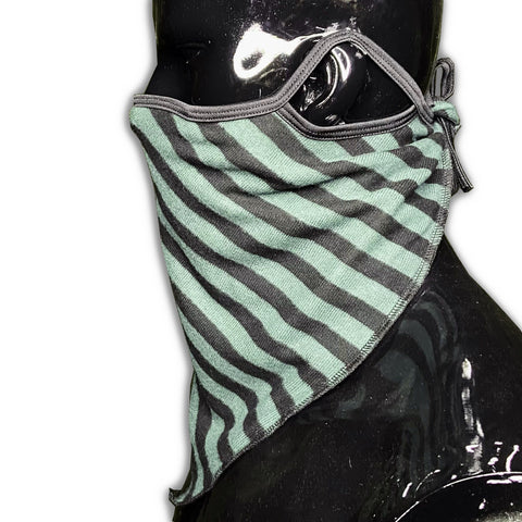 Green Stripe Outlaw 2.0 Bandana with Ear Loops Nose Wire and Filter Pocket Bandana GhostCircus Apparel 